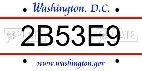 2B53E9 District Of Columbia License Plate