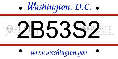 2B53S2 District Of Columbia License Plate