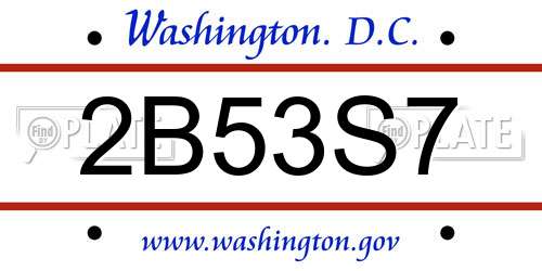 2B53S7 District Of Columbia License Plate