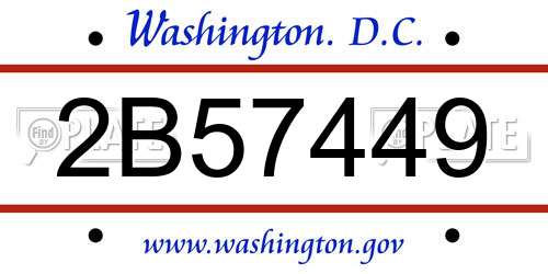 2B57449 District Of Columbia License Plate