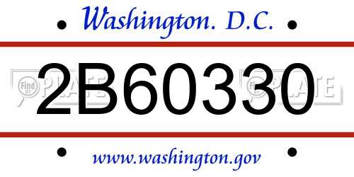 2B60330 District Of Columbia License Plate