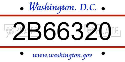 2B66320 District Of Columbia License Plate