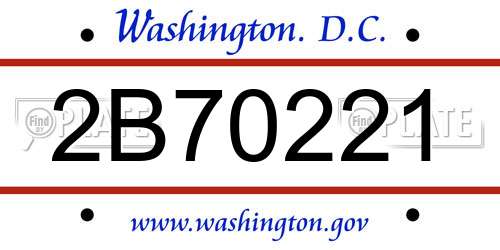2B70221 District Of Columbia License Plate
