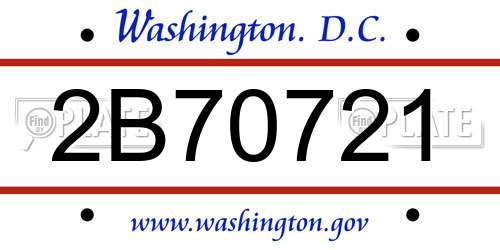 2B70721 District Of Columbia License Plate