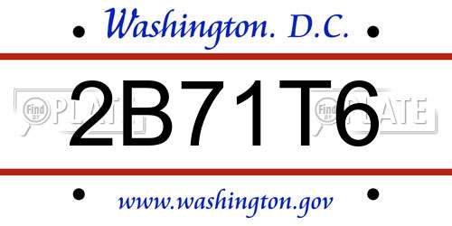 2B71T6 District Of Columbia License Plate