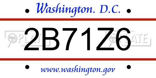 2B71Z6 District Of Columbia License Plate