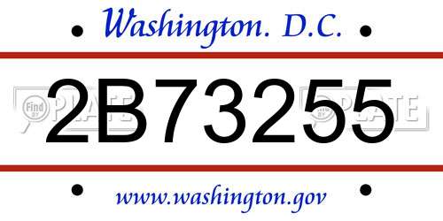 2B73255 District Of Columbia License Plate