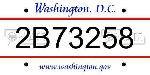 2B73258 District Of Columbia License Plate