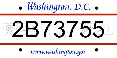 2B73755 District Of Columbia License Plate