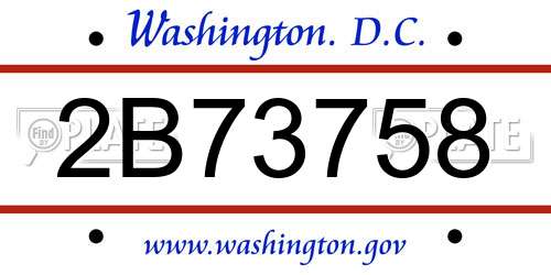 2B73758 District Of Columbia License Plate