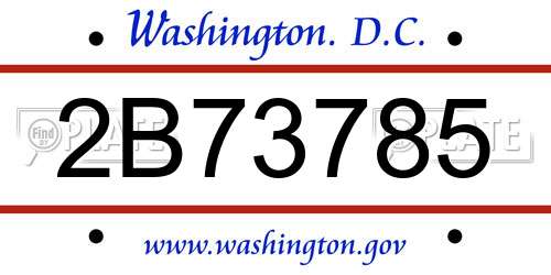 2B73785 District Of Columbia License Plate