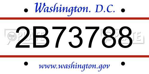 2B73788 District Of Columbia License Plate