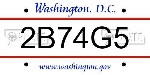 2B74G5 District Of Columbia License Plate