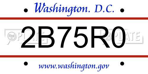 2B75R0 District Of Columbia License Plate