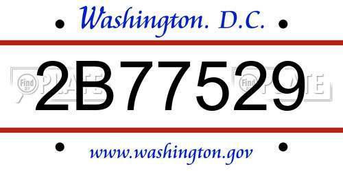2B77529 District Of Columbia License Plate