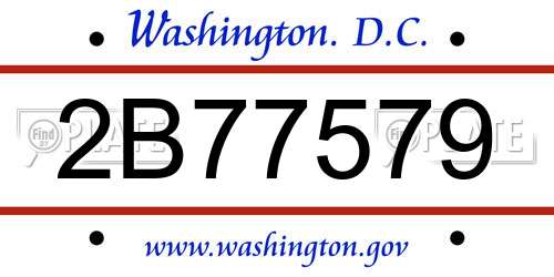 2B77579 District Of Columbia License Plate
