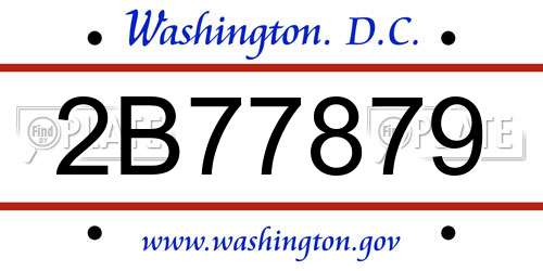 2B77879 District Of Columbia License Plate