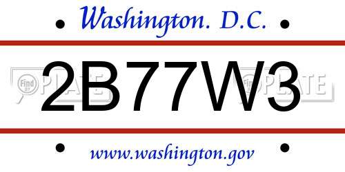 2B77W3 District Of Columbia License Plate
