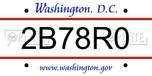 2B78R0 District Of Columbia License Plate
