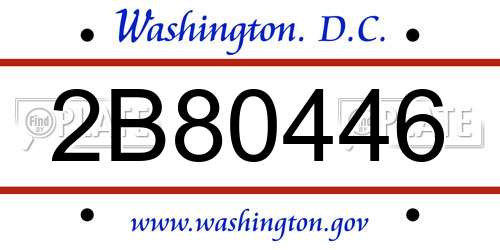 2B80446 District Of Columbia License Plate