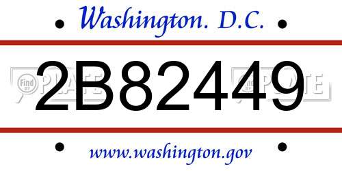 2B82449 District Of Columbia License Plate