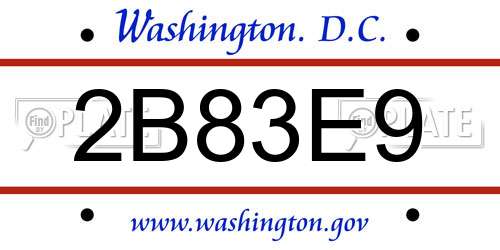 2B83E9 District Of Columbia License Plate