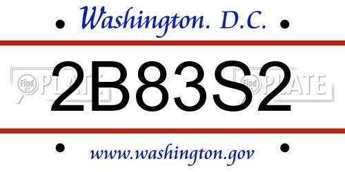 2B83S2 District Of Columbia License Plate