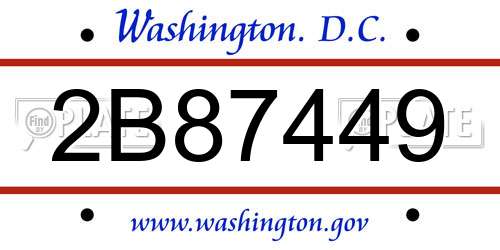 2B87449 District Of Columbia License Plate