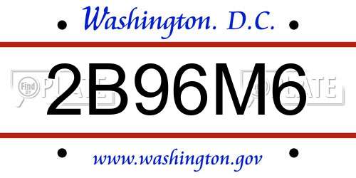 2B96M6 District Of Columbia License Plate