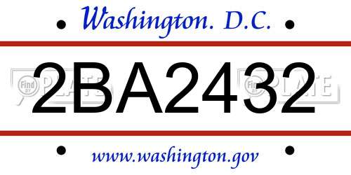 2BA2432 District Of Columbia License Plate