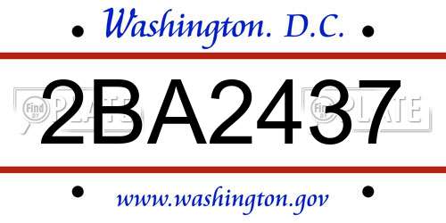 2BA2437 District Of Columbia License Plate