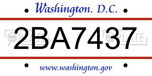 2BA7437 District Of Columbia License Plate