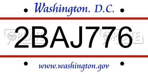 2BAJ776 District Of Columbia License Plate