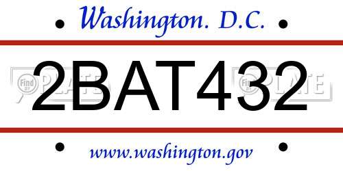 2BAT432 District Of Columbia License Plate