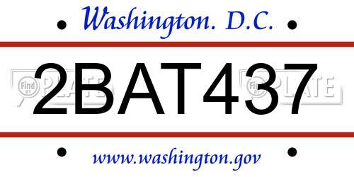 2BAT437 District Of Columbia License Plate