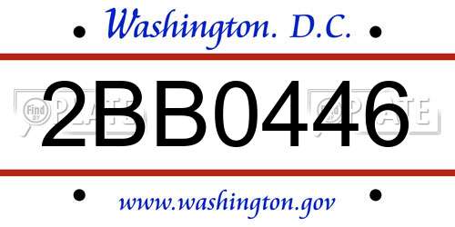 2BB0446 District Of Columbia License Plate