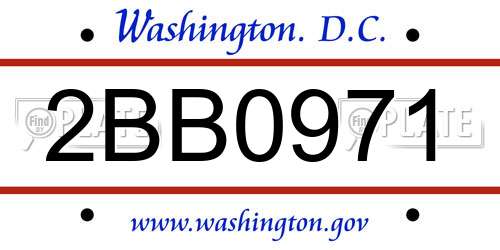 2BB0971 District Of Columbia License Plate