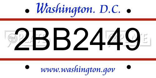 2BB2449 District Of Columbia License Plate