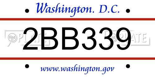 2BB339 District Of Columbia License Plate