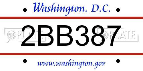 2BB387 District Of Columbia License Plate