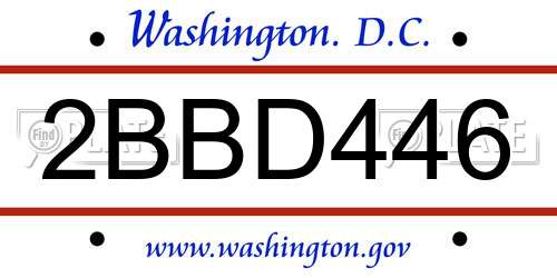 2BBD446 District Of Columbia License Plate