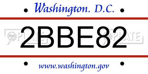 2BBE82 District Of Columbia License Plate