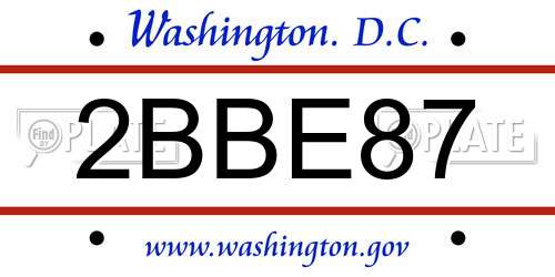 2BBE87 District Of Columbia License Plate
