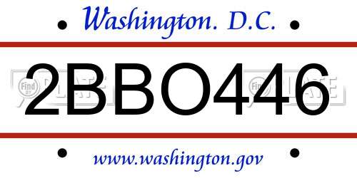 2BBO446 District Of Columbia License Plate