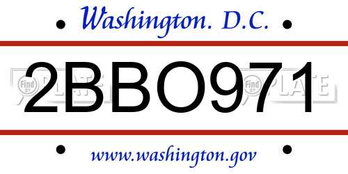 2BBO971 District Of Columbia License Plate