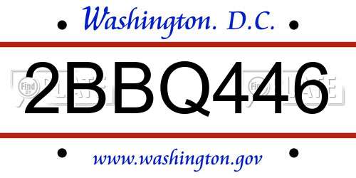 2BBQ446 District Of Columbia License Plate