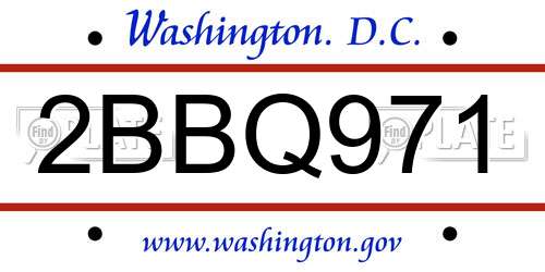 2BBQ971 District Of Columbia License Plate