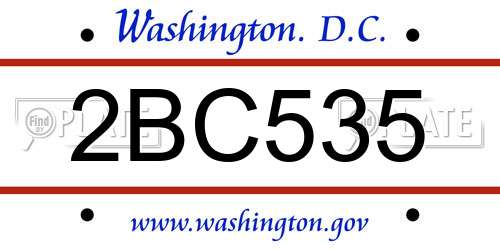 2BC535 District Of Columbia License Plate