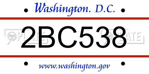 2BC538 District Of Columbia License Plate
