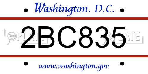 2BC835 District Of Columbia License Plate